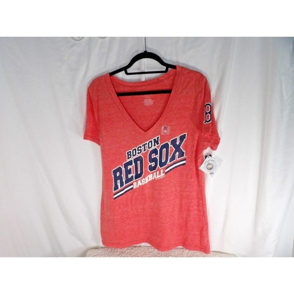 Old Navy Womens Pink Boston Red Sox V Neck Short Sleeves T Shirt Size Large - Picture 1 of 6